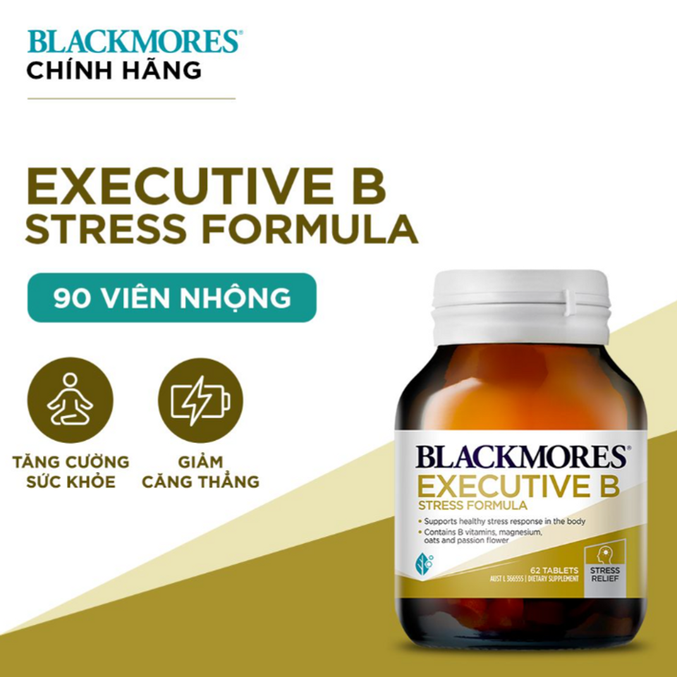 Viên Uống Blackmores Executive B Stress Formula - Hỗ Trợ Giảm Căng Thẳng, Mệt Mỏi - 62 Viên Bổ Sung Vitamin Nhóm B Từ Úc