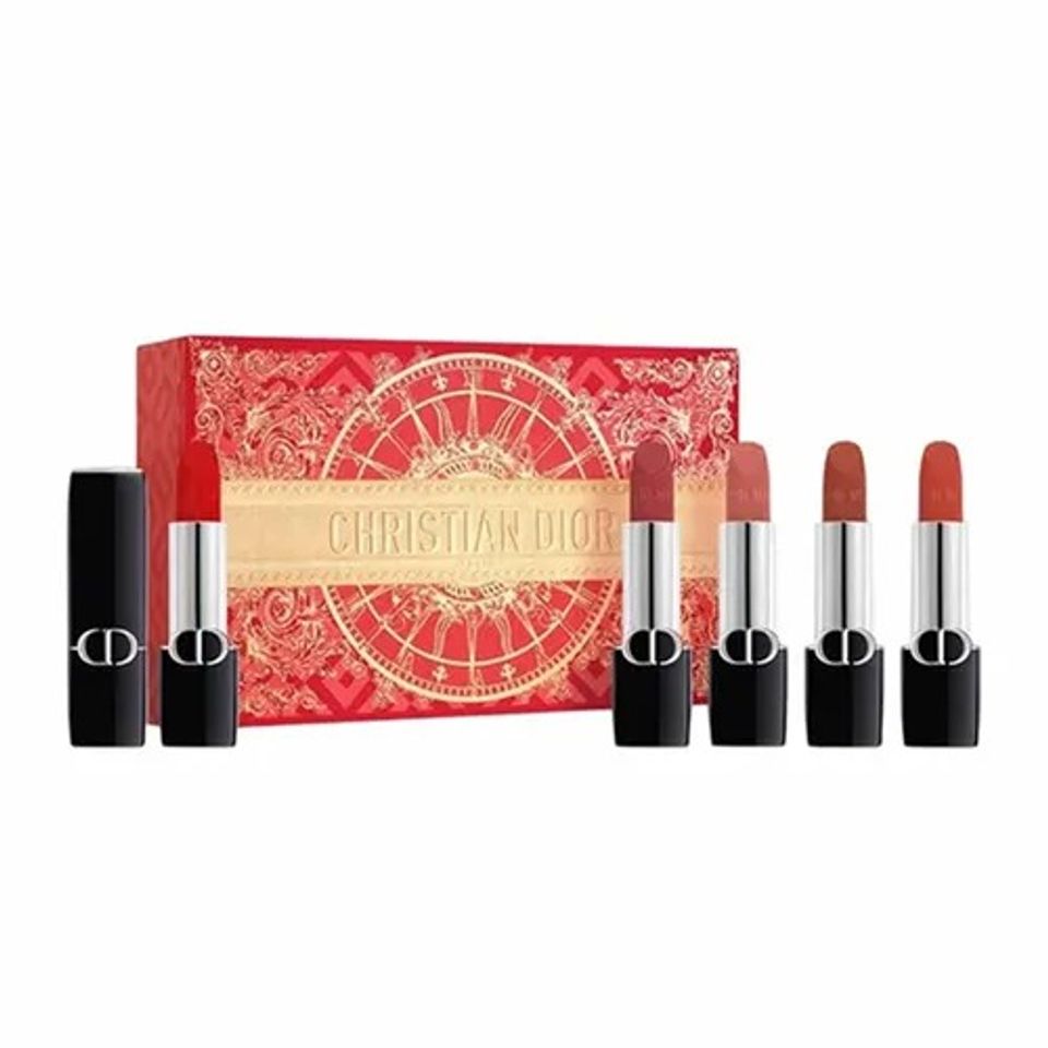 Set Son Dior Rouge Dior Velvet Finish - Bộ 5 Màu Đỏ Tươi 999, Hồng Khô 720, Hồng San Hô 217, Đỏ Nâu 228, Cam Đất 188 - Chính Hãng Sang Trọng