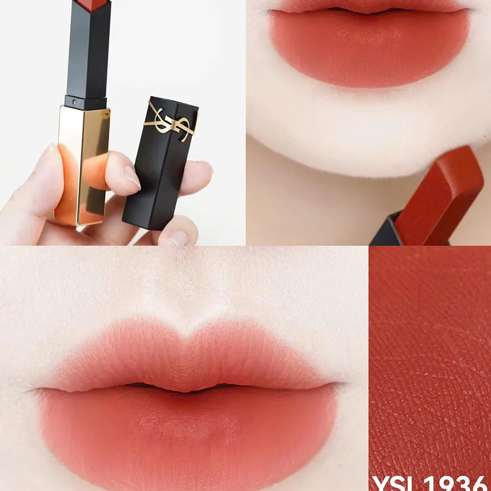 Son Lì Yves Saint Laurent YSL The Slim 1936 Firey Era - Màu Đỏ Cam Gạch Sang Trọng, Chính Hãng, Phù Hợp Với Mọi Dịp