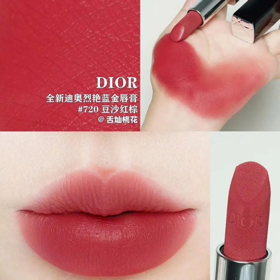 Son Dior Rouge Velvet Nắp Hít 2025 - Màu Hồng Gỗ Chính Hãng, Chất Velvet Mịn, Son Dưỡng Ẩm, Độ Bám Màu Tốt, Thời Trang Quyến Rũ