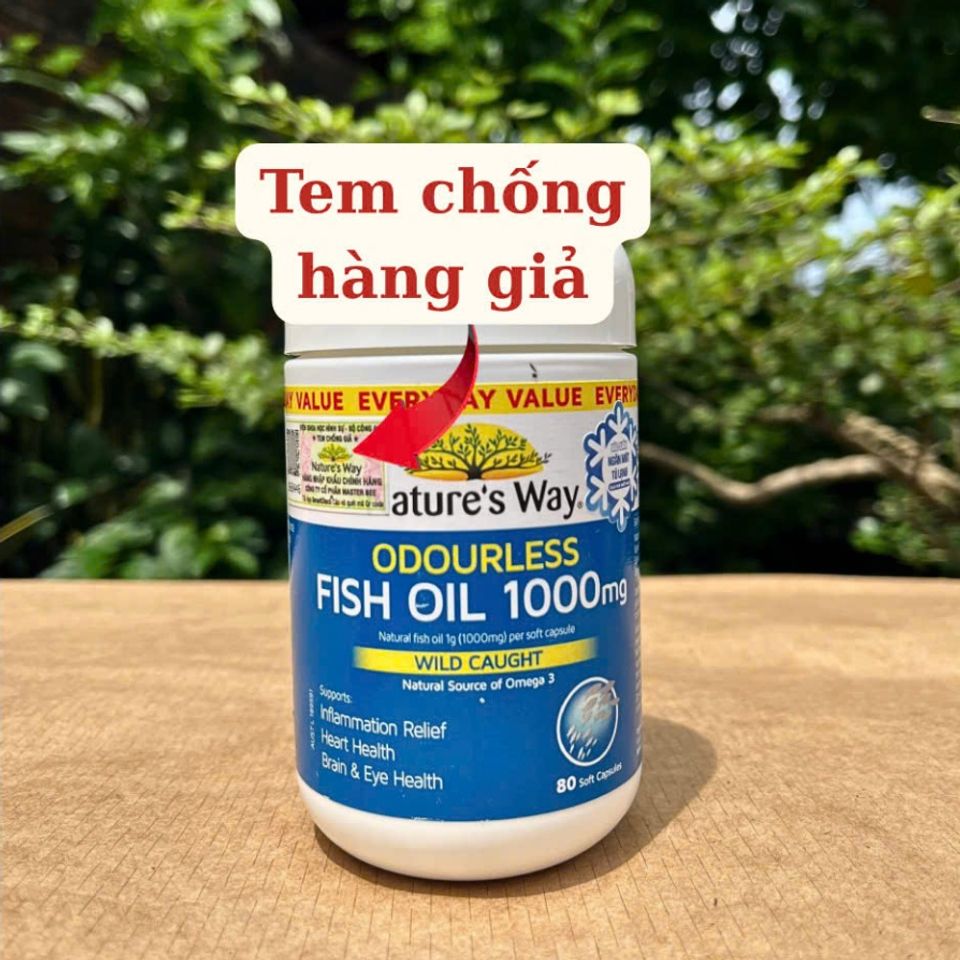 Dầu Cá Không Mùi Nature's Way 1000mg - Hỗ Trợ Mắt, Não Bộ & Tim Mạch (80 Viên) - Hàng Nhập Khẩu Chính Ngạch Úc