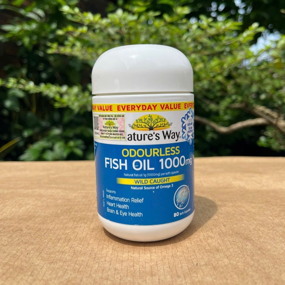 Dầu Cá Không Mùi Nature's Way 1000mg - Hỗ Trợ Mắt, Não Bộ & Tim Mạch (80 Viên) - Hàng Nhập Khẩu Chính Ngạch Úc