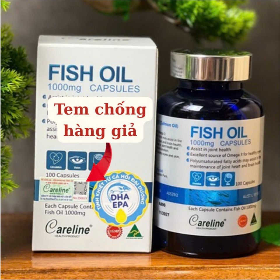 Viên uống dầu cá Careline 1000mg - Bổ sung DHA, EPA hỗ trợ thị lực và sức khỏe tim mạch (100 viên) nhập khẩu chính ngạch từ Úc