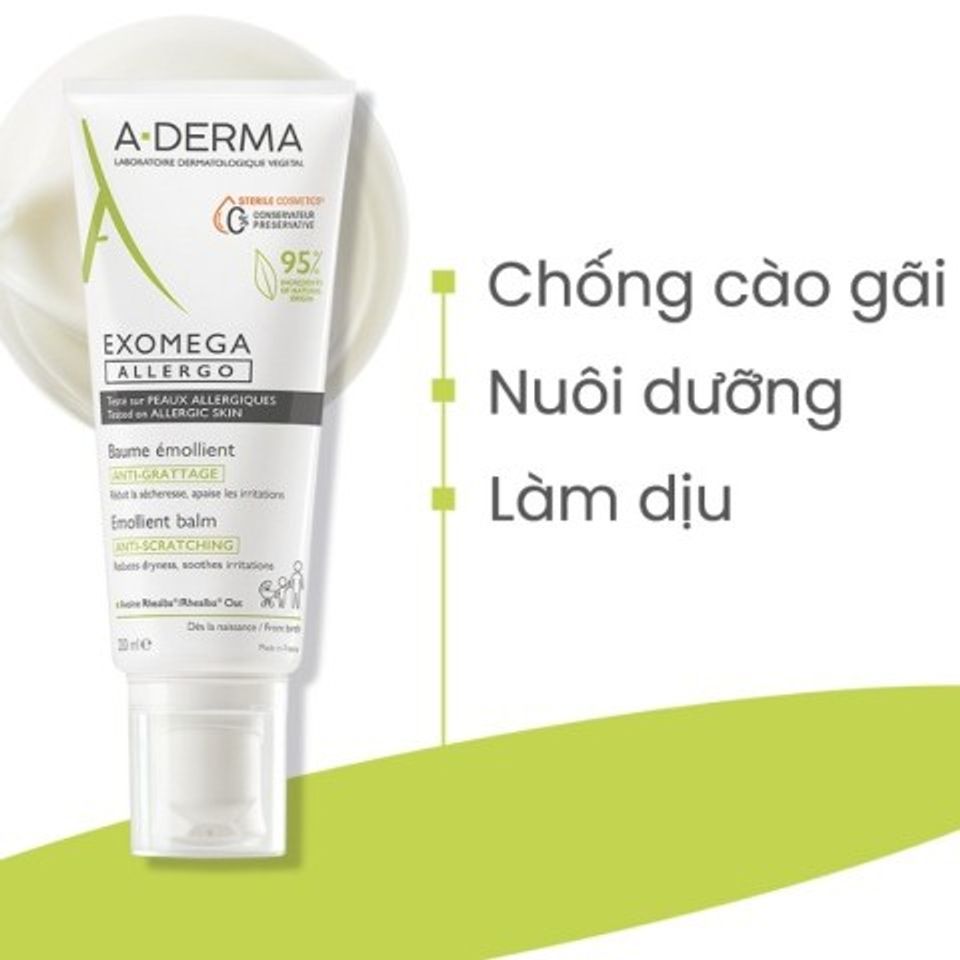 Kem Dưỡng Ẩm A-Derma Exomega Allergo Emollient Balm 40ml - Hỗ Trợ Chăm Sóc Da Khô và Viêm Da Cơ Địa, Giảm Ngứa, Phục Hồi Da Nhạy Cảm