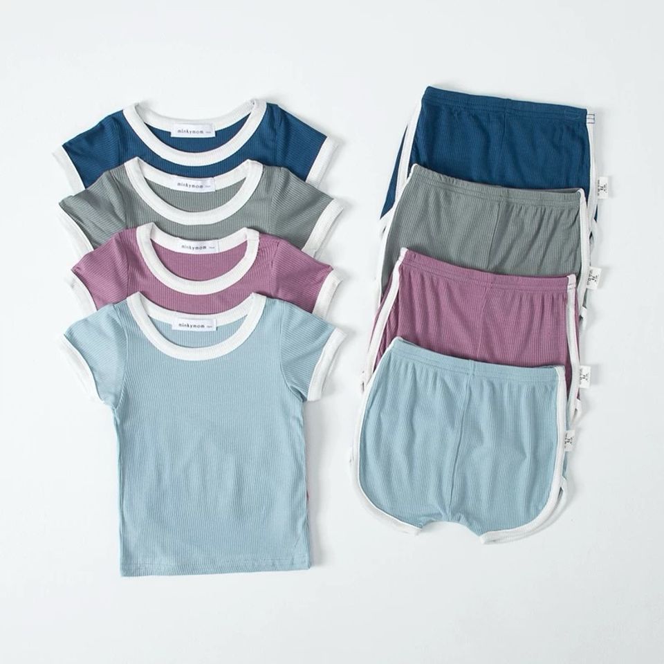 Bộ Cộc Tay Thun Tăm Mát Lạnh MINKYMOM - Trang Phục Nhi Đáng Yêu Cho Bé Trai, Bé Gái (11 Màu Quảng Châu)