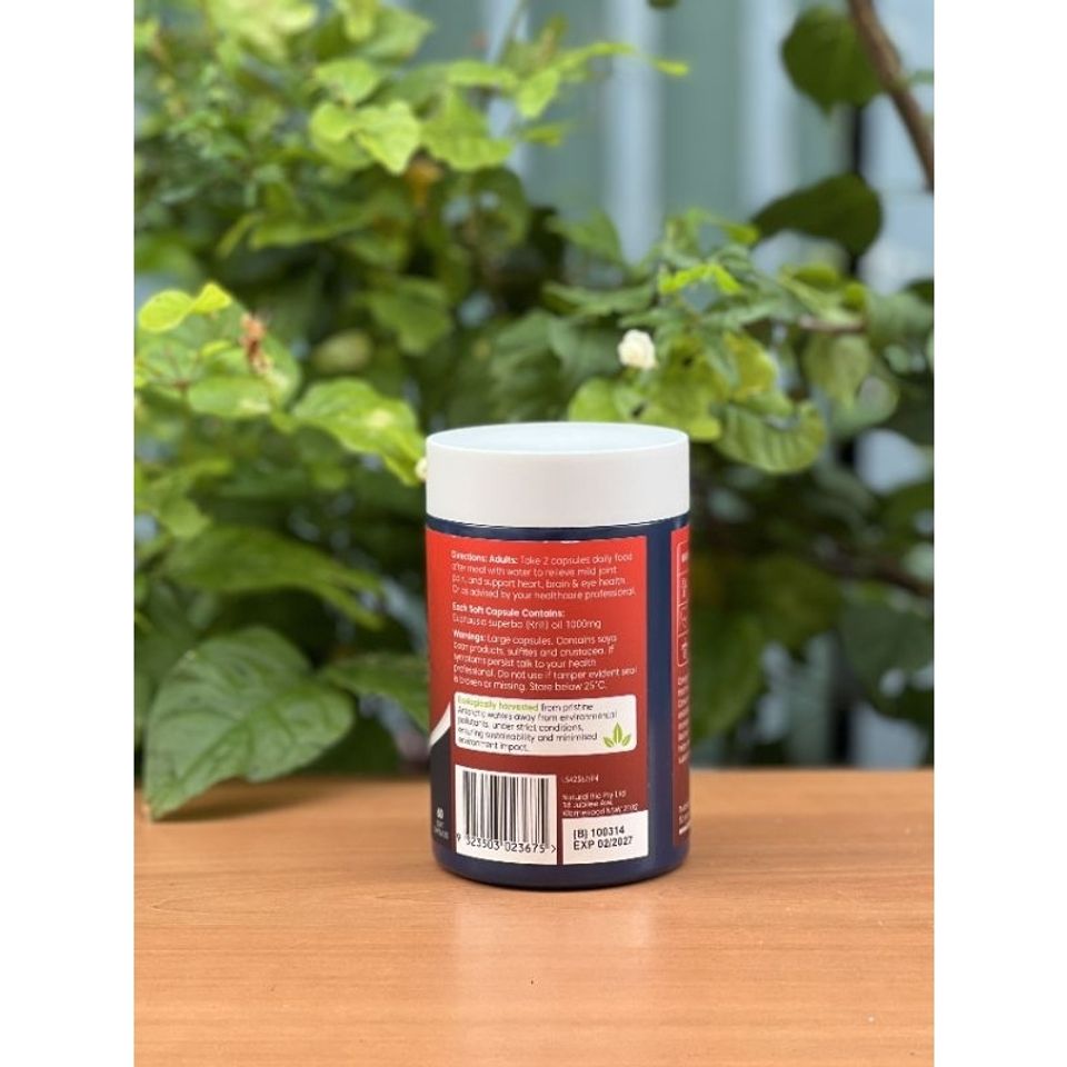 Dầu Nhuyễn Thể Bioglan Red Krill Oil 1000mg - Hỗ Trợ Tim Mạch, Não, Khớp - 60 Viên - Tăng Cường Sức Khỏe Toàn Diện