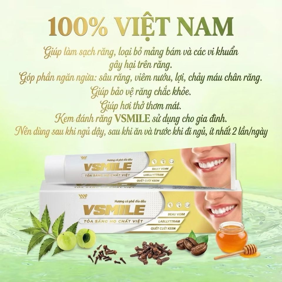 Kem Đánh Răng V-Smile Vị Cà Phê VINALINK 150g - Chăm Sóc Răng Miệng Tự Nhiên Cho Trẻ Từ 2 Tuổi Trở Lên
