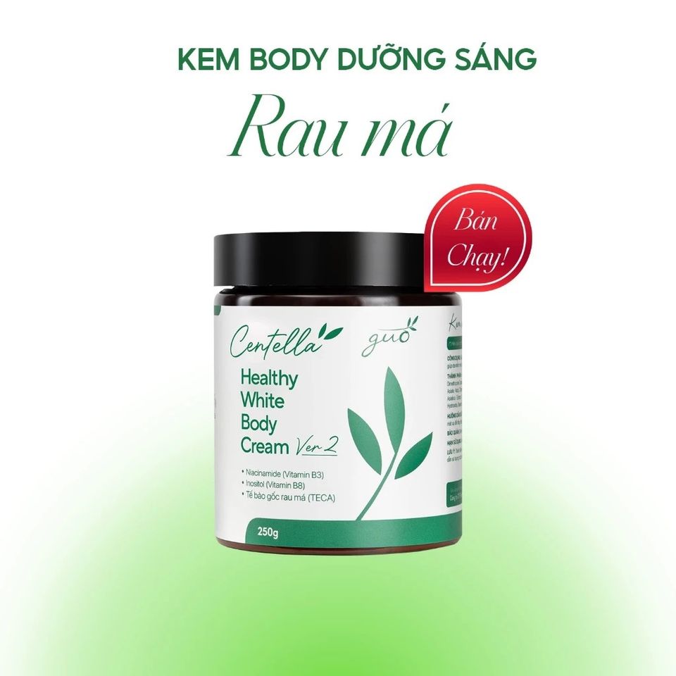 Kem Dưỡng Trắng Body Rau Má GUO – Centella Healthy White Body Cream 50g/250g/500g, Dưỡng Ẩm, Làm Sáng Da, Chống Nắng Nhẹ
