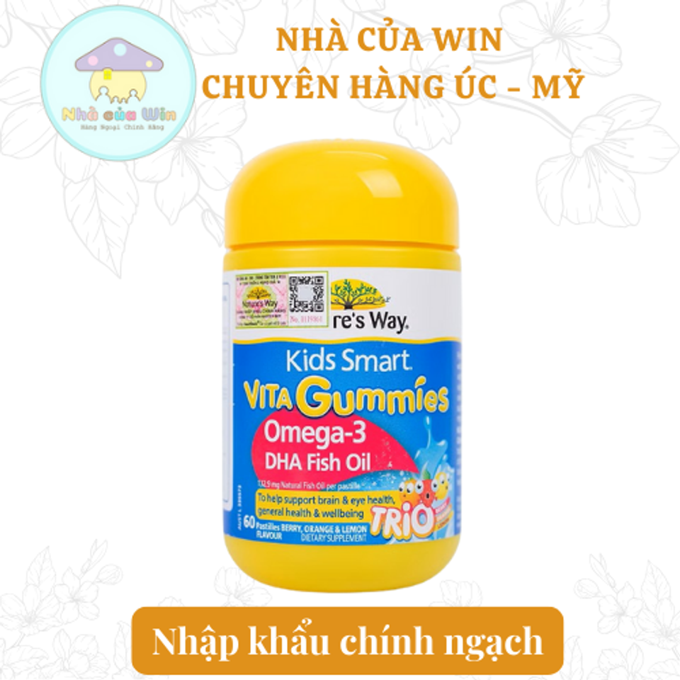 Nature's Way Kids Smart Vita Gummies Omega-3 DHA - Bổ não và mắt - 60 viên Nhập khẩu chính ngạch từ Úc