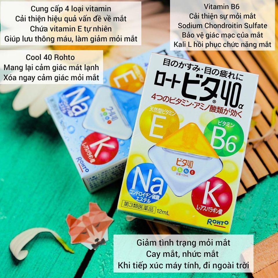 Nhỏ Mắt Rohto Vita 40 Nhật Bản 12ml - Giảm Mỏi Mắt, Ngứa Mắt, Tăng Thị Lực - HSD 2028, Vitamin B6 & E Chất Lượng Cao