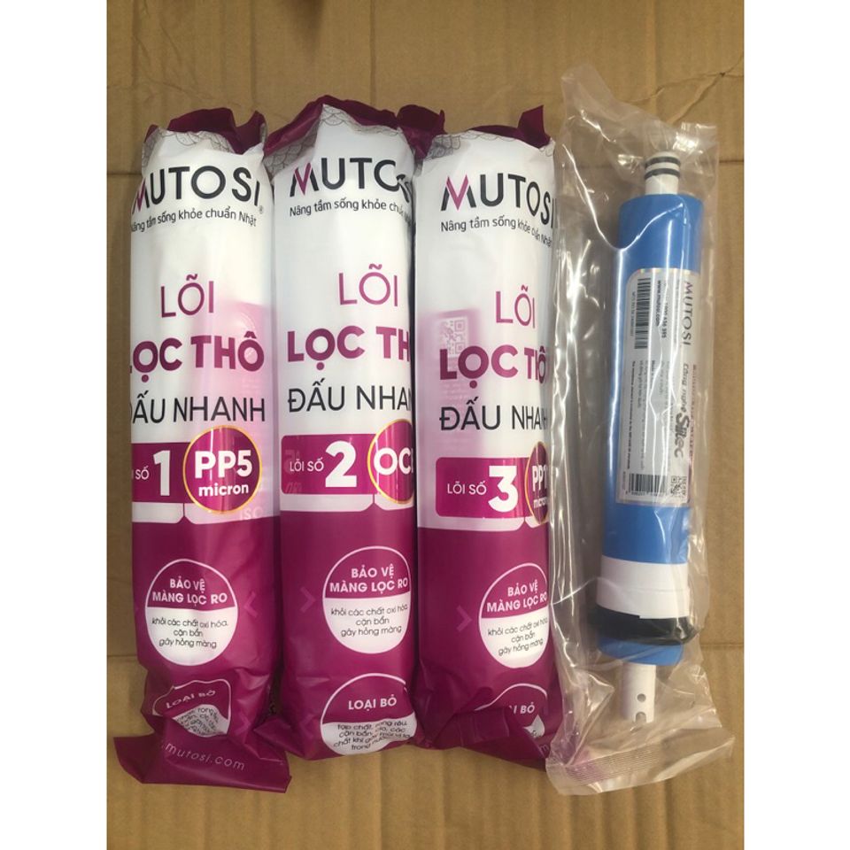 Bộ 4 Lõi Lọc Nước MUTOSI 1234 Hàng Chính Hãng - Lõi Đúc RO 50GPD - Thay Thế Máy MP-U1368, MP-S1012