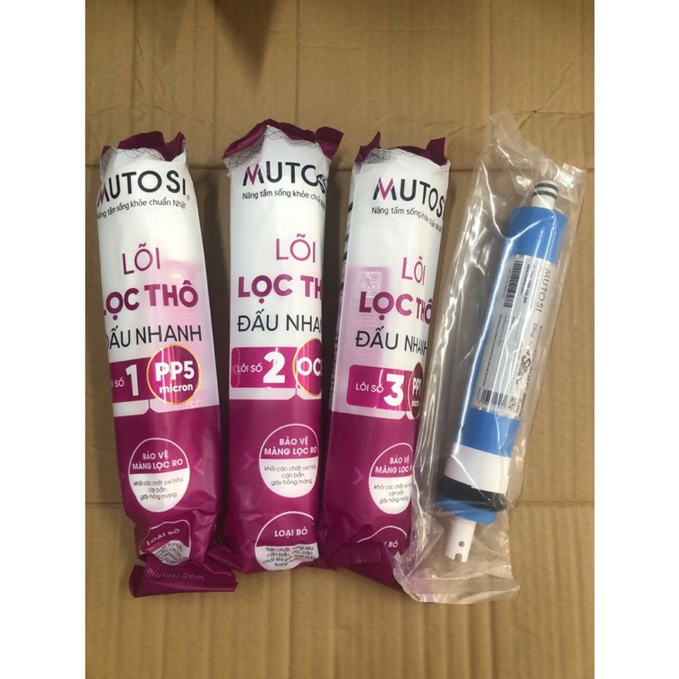 Bộ 4 Lõi Lọc Nước MUTOSI 1234 Hàng Chính Hãng - Lõi Đúc RO 50GPD - Thay Thế Máy MP-U1368, MP-S1012