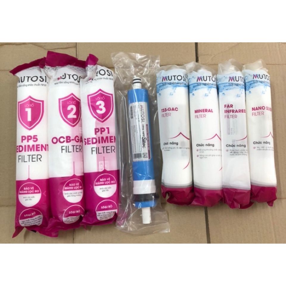 Bộ 8 Lõi Lọc Nước Đúc Nối Nhanh MUTOSI Chính Hãng - Thay Thế MP-350-BKQ, Bảo Vệ Màng Lọc, Nước Sạch An Toàn