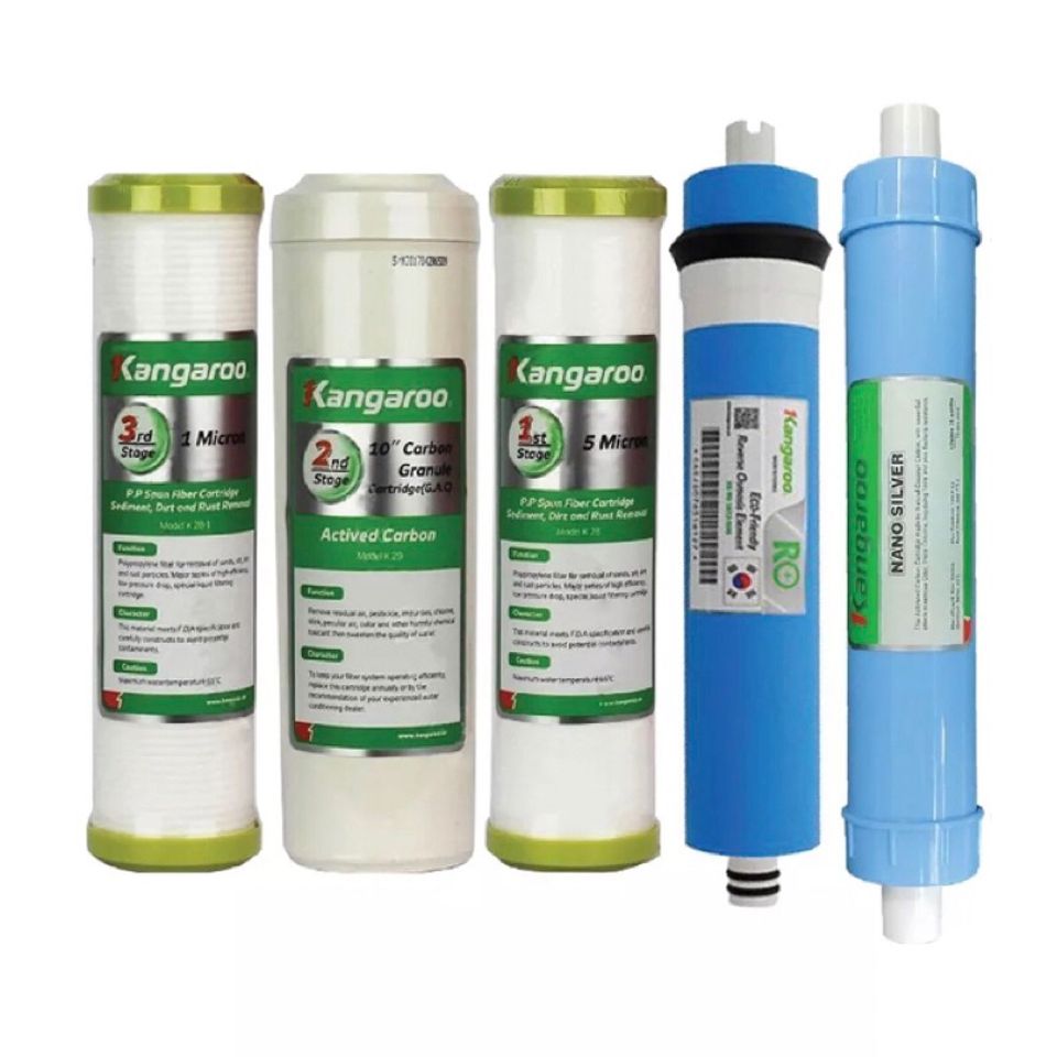 Combo 5 Lõi Lọc Nước 12345 KANGAROO Chính Hãng - Thay Thế Máy Lọc Nước RO, Đảm Bảo Nguồn Nước Sạch, An Toàn