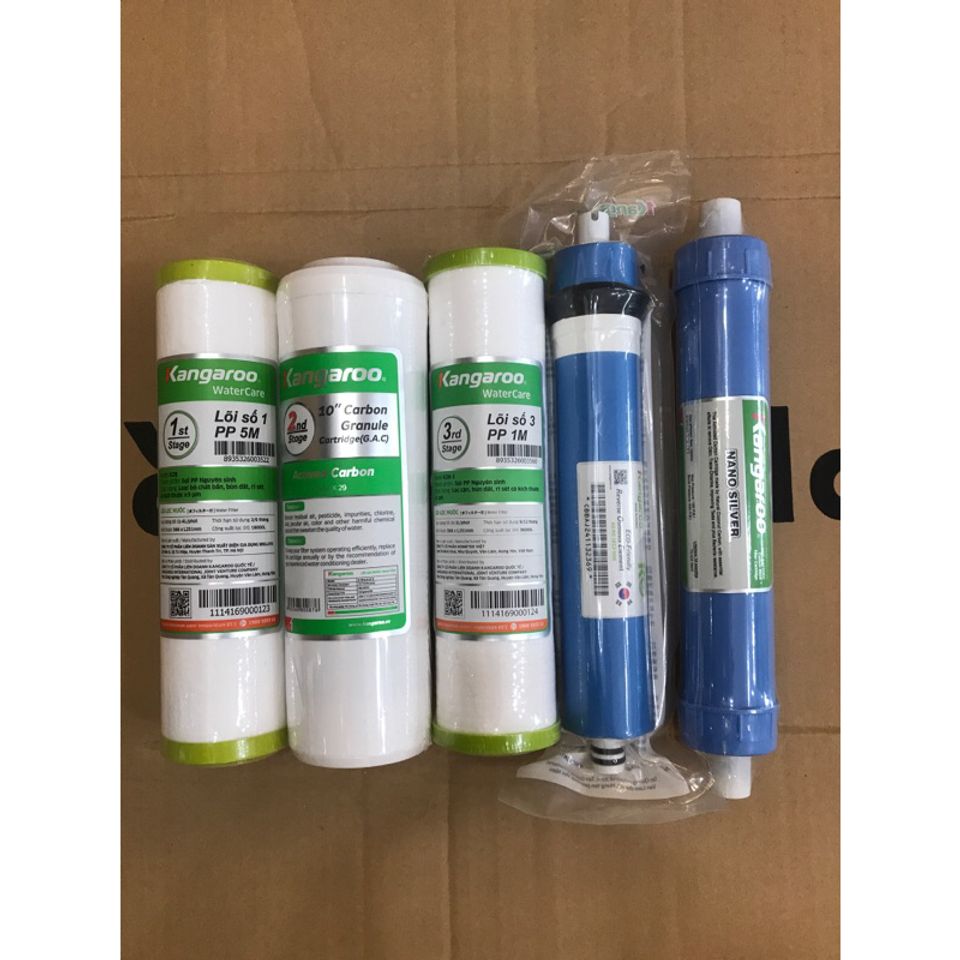 Combo 5 Lõi Lọc Nước 12345 KANGAROO Chính Hãng - Thay Thế Máy Lọc Nước RO, Đảm Bảo Nguồn Nước Sạch, An Toàn