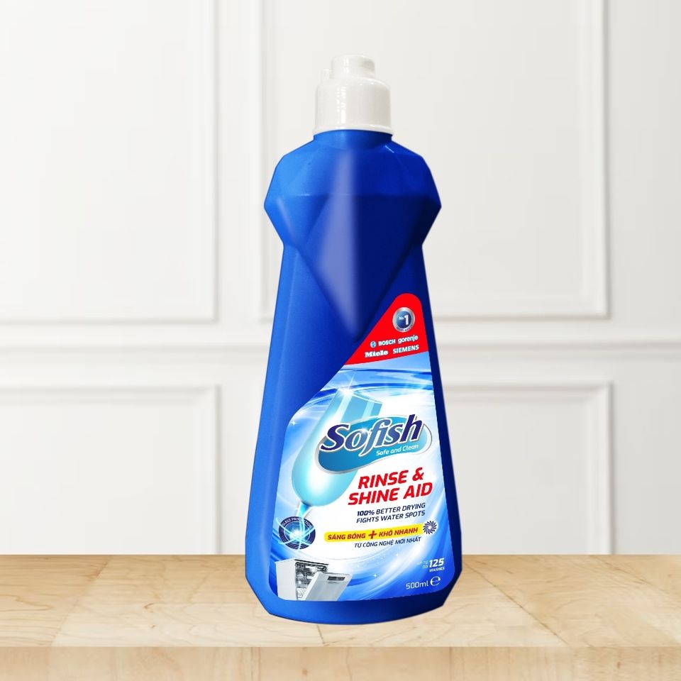 Nước Làm Bóng SOFISH 500ML Chính Hãng - Tăng Cường Bảo Vệ Bát Đĩa, Dùng Cho Máy Rửa Chén Tối Ưu Hóa Sấy Khô