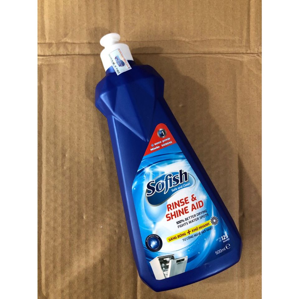 Nước Làm Bóng SOFISH 500ML Chính Hãng - Tăng Cường Bảo Vệ Bát Đĩa, Dùng Cho Máy Rửa Chén Tối Ưu Hóa Sấy Khô