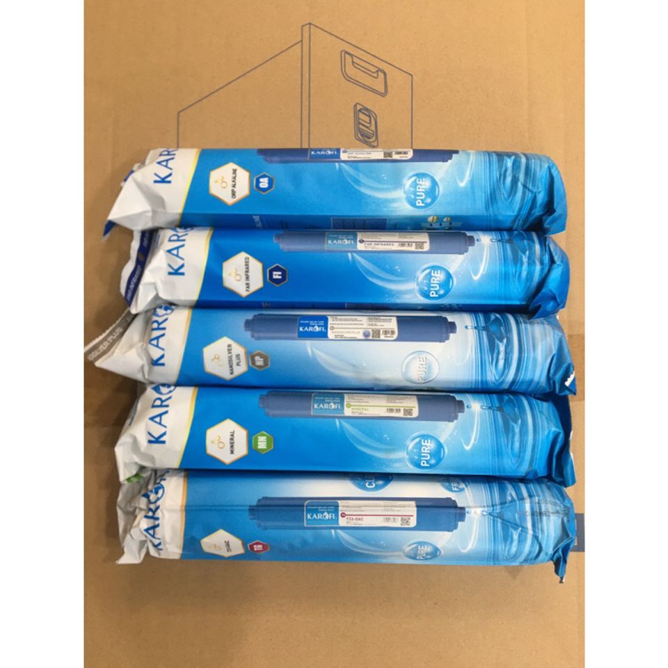 Combo 5 Lõi Lọc Nước KAROFI 56789 - GAC-T33, Mineral, Nano Silver, ORP Alkaline, FAR Infrared - Chính Hãng, Giải Độc Nước Uống Tốt Nhất
