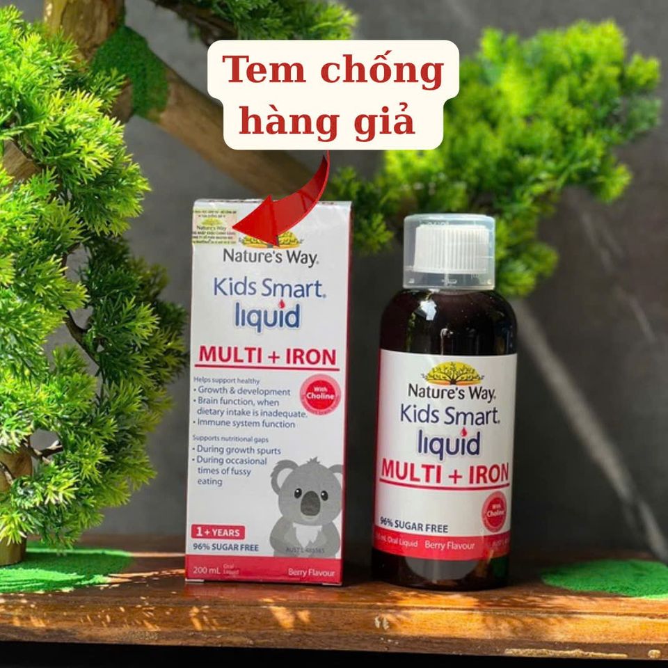 Bổ sung sắt dạng nước Nature's Way Kids Smart Multi + Iron 200ml - Vitamin thiết yếu cho trẻ em, hàng nhập khẩu chính hãng