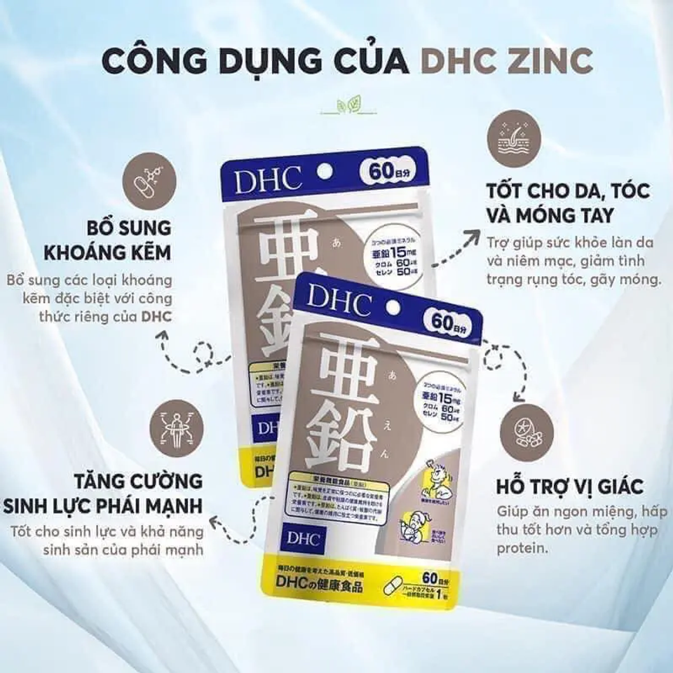 Viên Uống DHC Zinc Kẽm Nhật Bản 60 Viên - Bổ Sung Kẽm Hỗ Trợ Sức Khỏe, Tăng Cường Miễn Dịch, DHC Chính Hãng