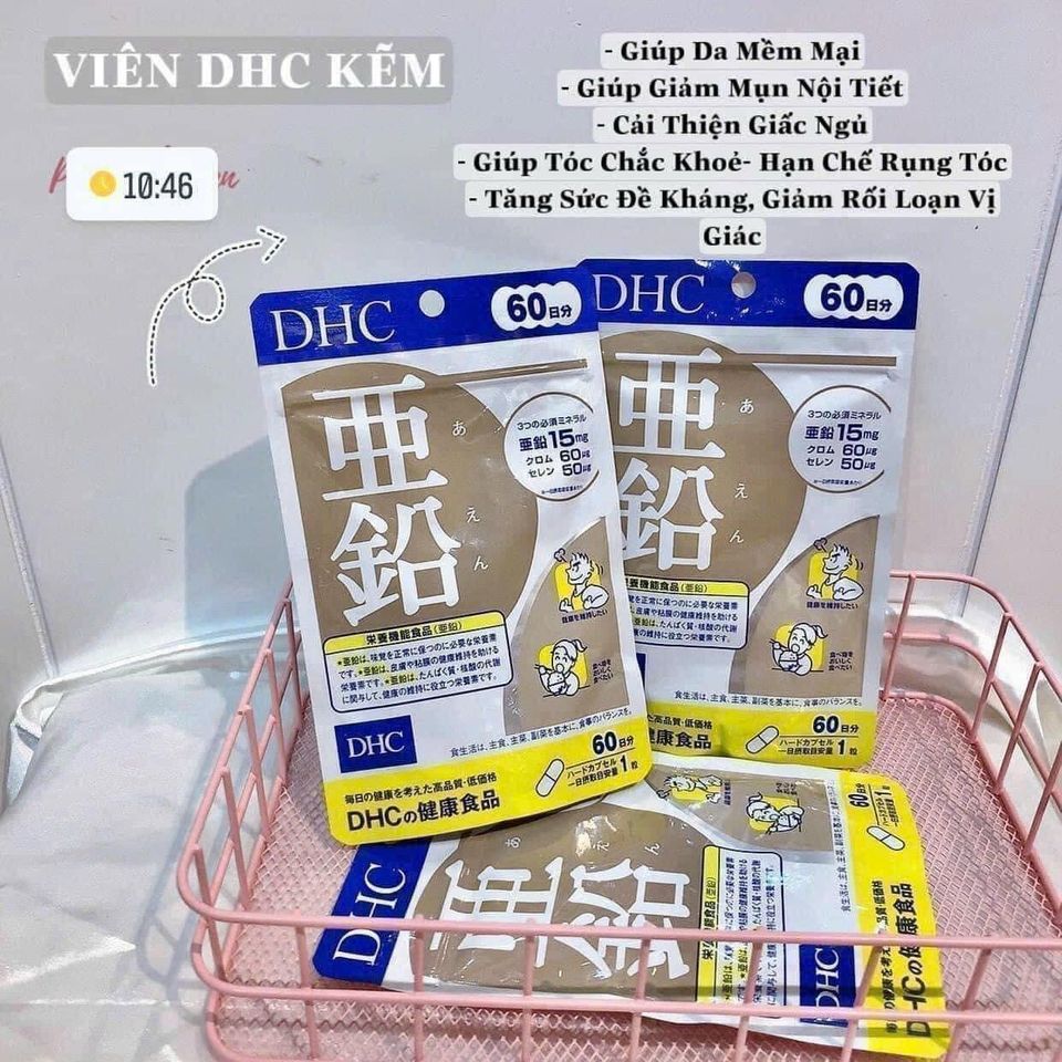 Viên Uống DHC Zinc Kẽm Nhật Bản 60 Viên - Bổ Sung Kẽm Hỗ Trợ Sức Khỏe, Tăng Cường Miễn Dịch, DHC Chính Hãng