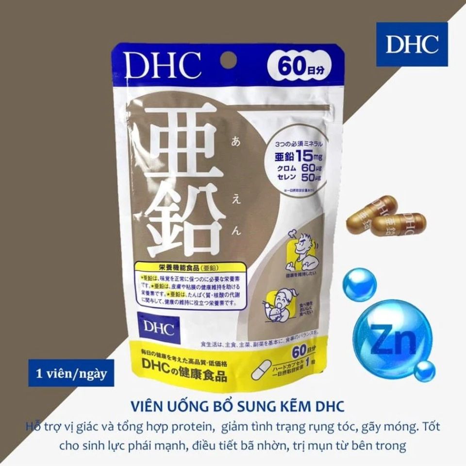 Viên Uống DHC Zinc Kẽm Nhật Bản 60 Viên - Bổ Sung Kẽm Hỗ Trợ Sức Khỏe, Tăng Cường Miễn Dịch, DHC Chính Hãng