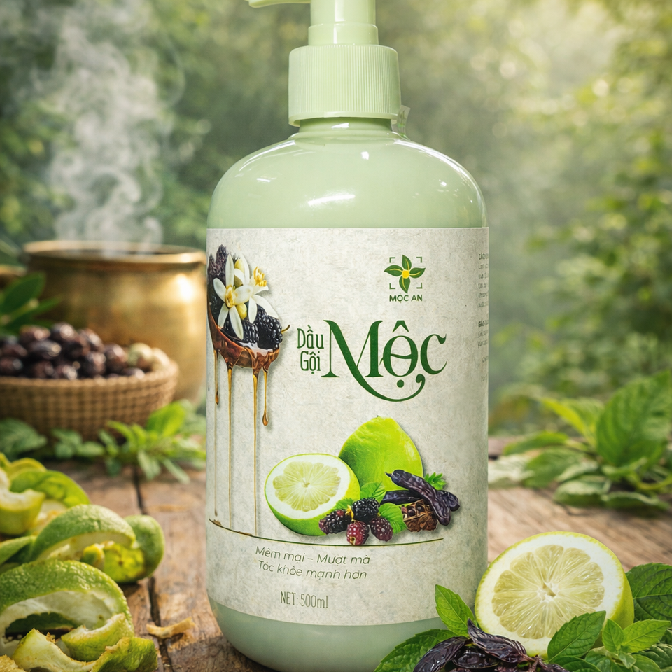 [MUA 1 TẶNG 1] Dầu Gội Cao Cấp MỘC AN 500ml - Chiết Xuất Dầu Bưởi, Bồ Kết, Hương Nhu, Dâu Tằm - Tự Nhiên Giảm Rụng Tóc, Dưỡng Ẩm Da Đầu