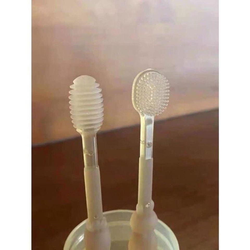 Set Rơ Lưỡi Bàn Chải Silicon Cho Bé 0-18 Tháng - An Toàn, Tiện Lợi, Hỗ Trợ Vệ Sinh Răng Miệng, Kèm Cốc Đựng