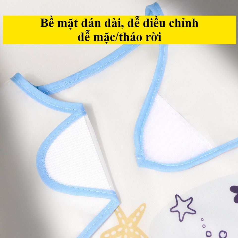 Yếm Dài Tay Chống Thấm Nước Cho Bé - Yếm Ăn Dặm Hoạt Hình Dễ Thương, Giúp Bé Vẽ Màu Nước, Chơi Đất Nặn và Thủ Công