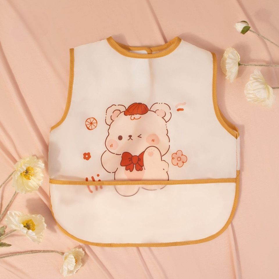 Yếm Dài Tay Chống Thấm Nước Cho Bé - Yếm Ăn Dặm Hoạt Hình Dễ Thương, Giúp Bé Vẽ Màu Nước, Chơi Đất Nặn và Thủ Công