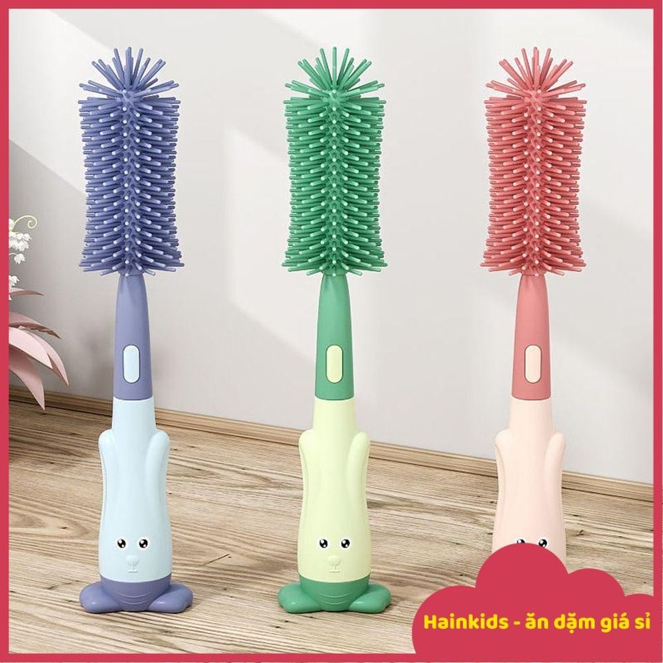 Cọ Bình Sữa Silicon 3 in 1 Cao Cấp - Tay Cầm Xoay 360 Độ, An Toàn, Dễ Dàng Cọ Rửa Mọi Loại Bình Sữa