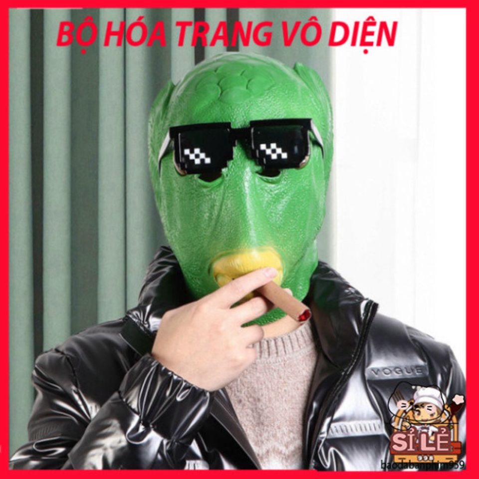 Mặt Nạ CÁ XANH Trùm Đầu Latex Thiên Nhiên - Đồ Hóa Trang Quái Thú Cho Halloween - Phụ Kiện Tiệc Biểu Diễn