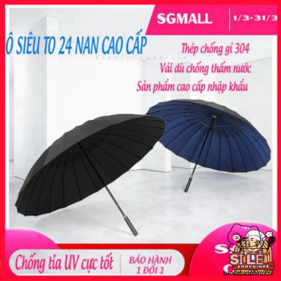 Ô Dù Thời Trang Siêu Bền 24 Nan Chống Nắng, Chống Mưa, Kích Thước 116cm - Quai Đeo Tiện Lợi, Bảo Hành Uy Tín
