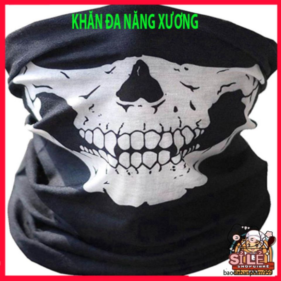 Khăn Phượt Đa Năng Trùm Đầu Hình Xương Đầu Lâu - Bịt Mặt Chống Nắng, Chống Bụi, Thời Trang Phượt Cho Nam Nữ