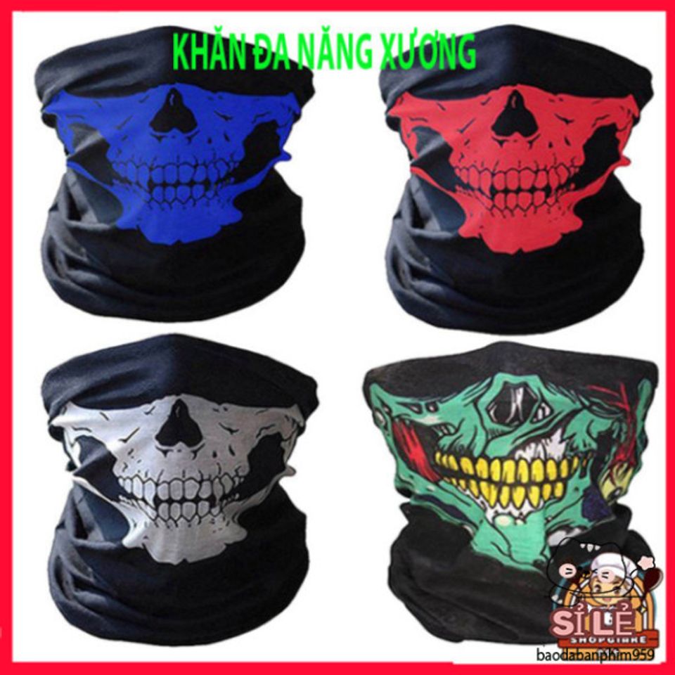 Khăn Phượt Đa Năng Trùm Đầu Hình Xương Đầu Lâu - Bịt Mặt Chống Nắng, Chống Bụi, Thời Trang Phượt Cho Nam Nữ