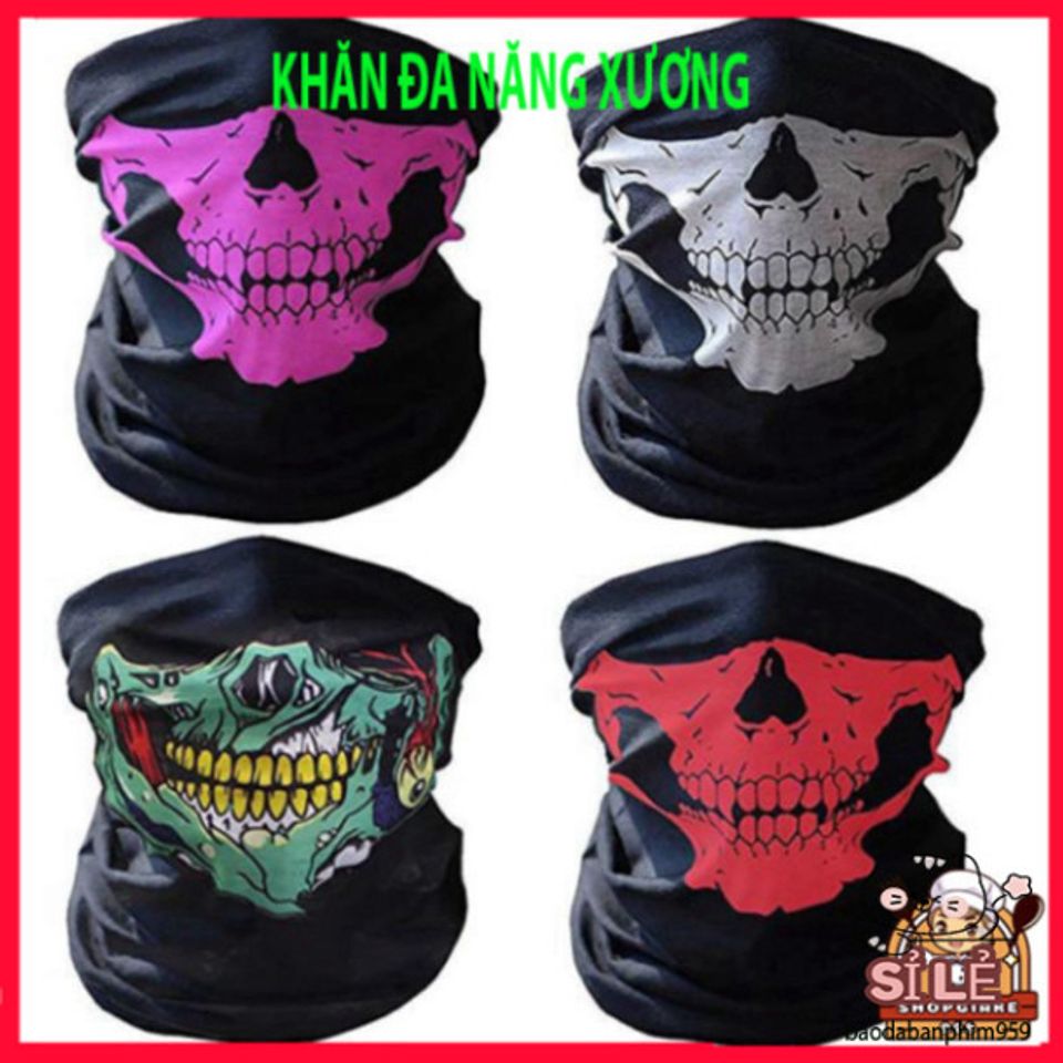 Combo 8 Khăn Đa Năng Xương Sọ - Khăn Phượt Đa Chức Năng Màu Sắc Nổi Bật, Chất Vải Thun Co Giãn 50cm, Phù Hợp Mọi Hoạt Động
