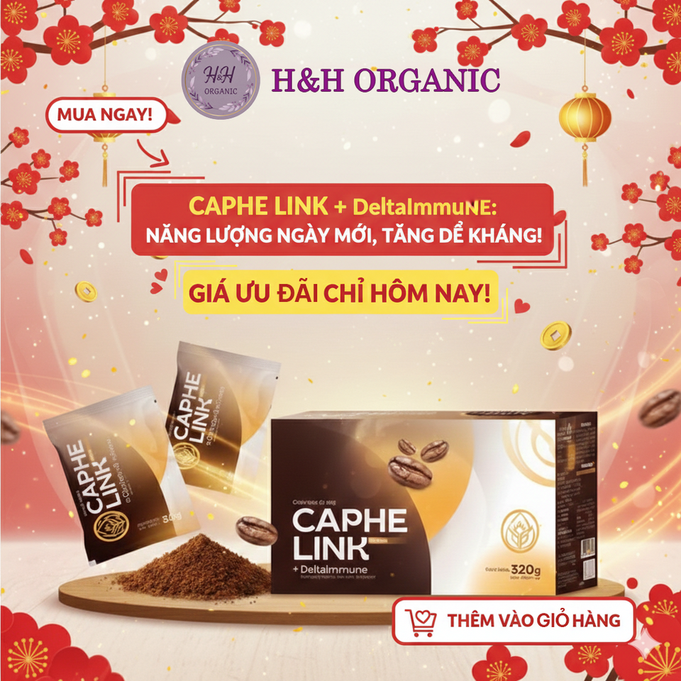 Cà Phê Hòa Tan CAPHE LINK + DeltaImmune 320g - Đậm Vị, Tỉnh Táo, Dễ Uống - Thức Uống Tiện Lợi Cho Ngày Mới Năng Động
