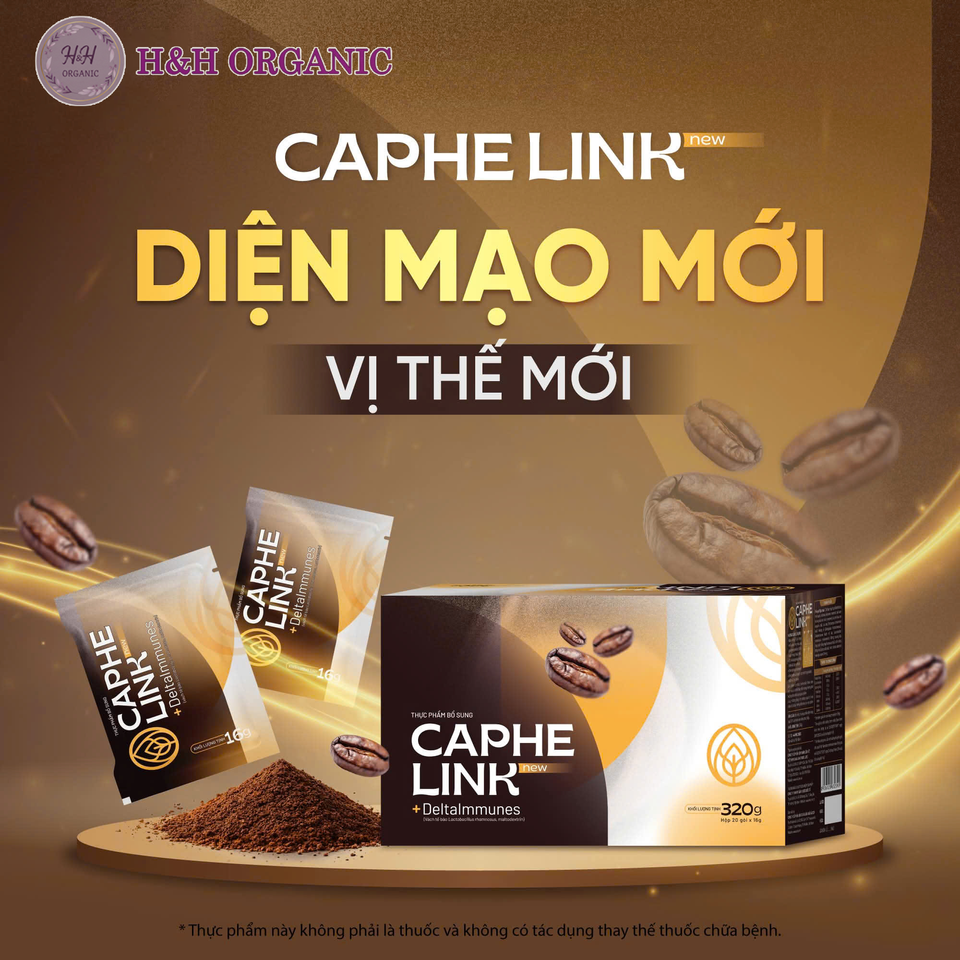 Cà Phê Hòa Tan CAPHE LINK + DeltaImmune 320g - Đậm Vị, Tỉnh Táo, Dễ Uống - Thức Uống Tiện Lợi Cho Ngày Mới Năng Động