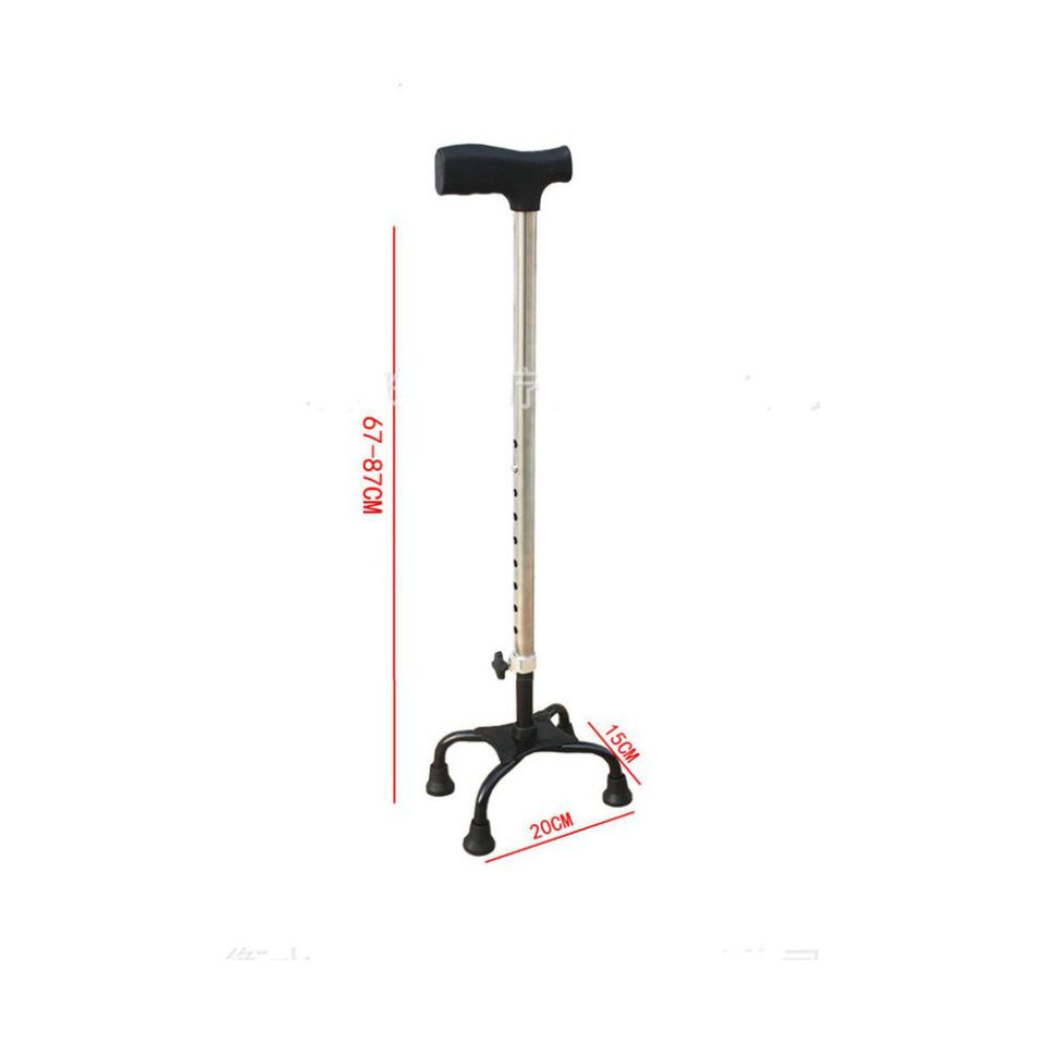 Gậy chống 4 chân điều chỉnh cao cho người già - Gậy hỗ trợ đi lại inox chắc chắn, an toàn cho người phục hồi chức năng