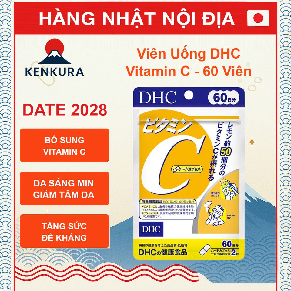Viên Uống DHC Vitamin C Nhật Bản Giúp Trắng Da - 60 Viên Vitamin C Chính Hãng Hỗ Trợ Làm Sáng Da và Tăng Cường Đề Kháng