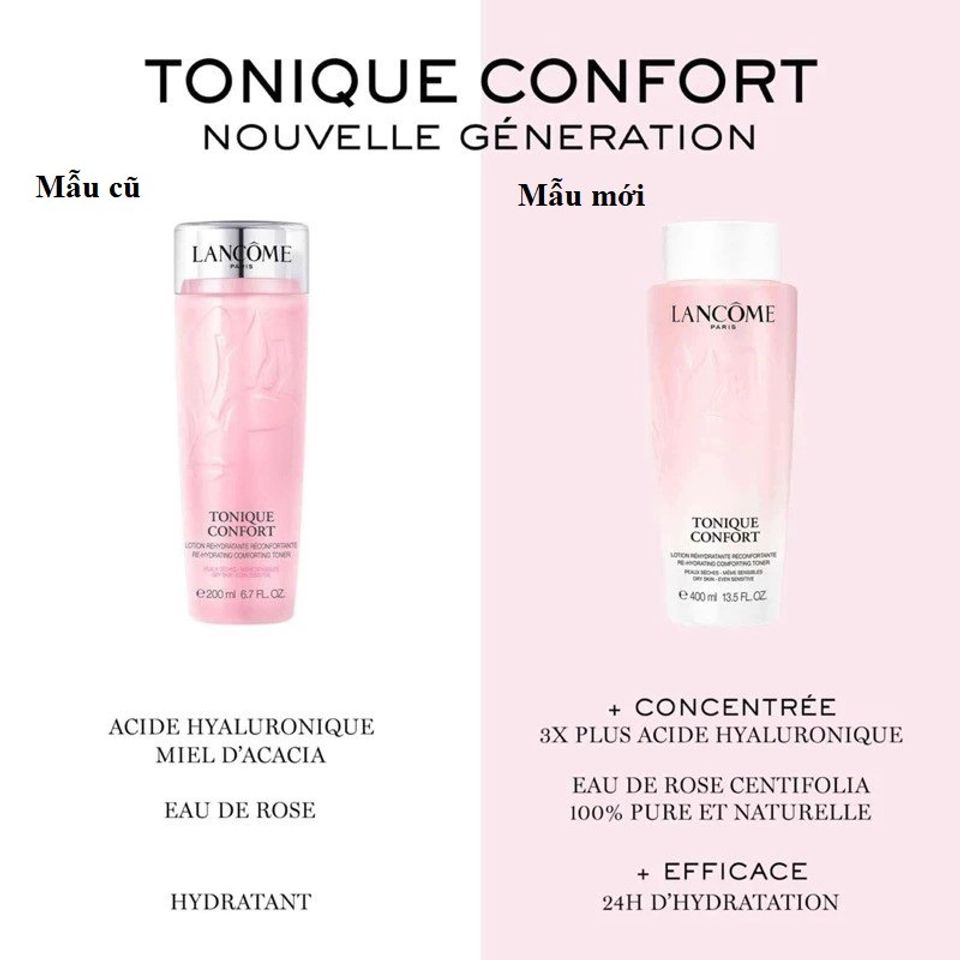 Nước Hoa Hồng Lancôme Tonique Confort 400ml - Giúp Cân Bằng Độ Ẩm Da, Dưỡng Ẩm Mềm Mại, Chính Hãng, Thích Hợp Mọi Loại Da