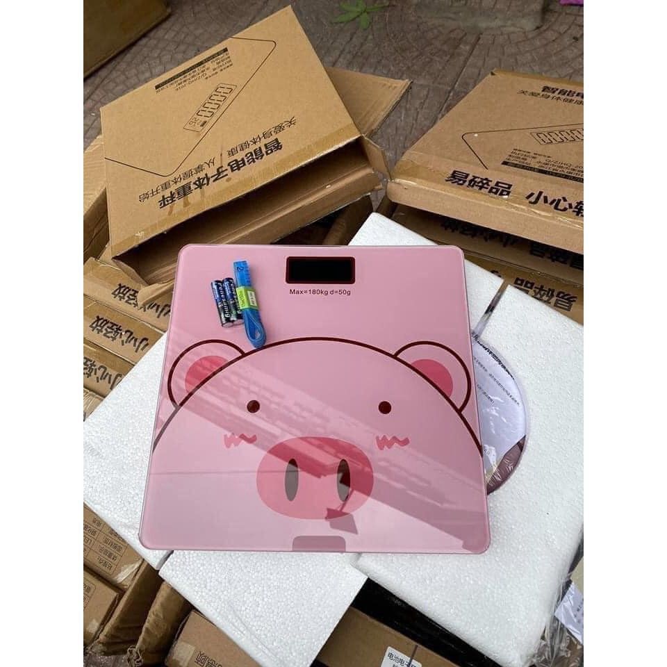 Cân Điện Tử Sức Khỏe Heo Hồng Siêu Cute - Cân Đo Chính Xác, Kính Chịu Lực, LED Sáng Đêm - Hàng Có Sẵn Sỉ Từ 3