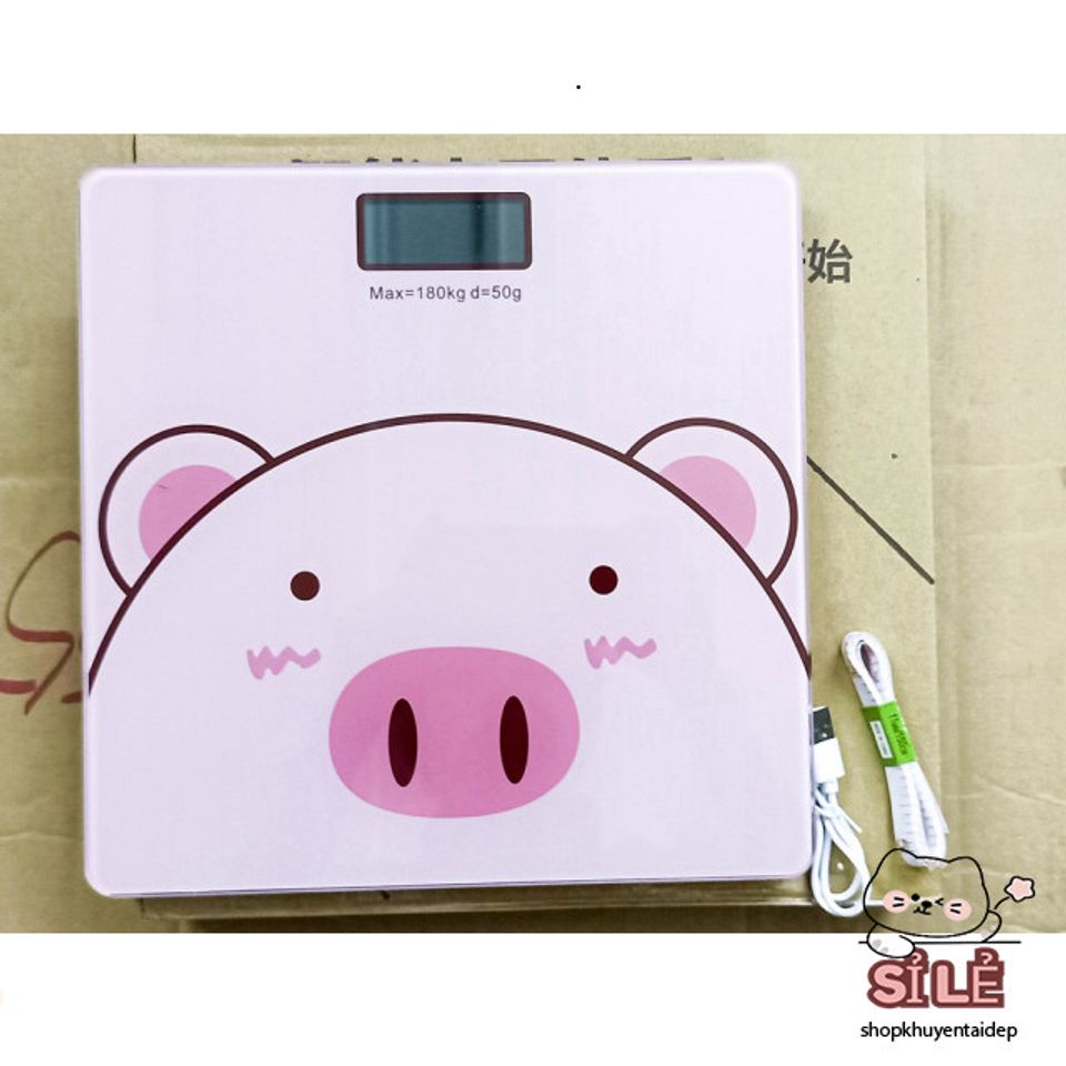 Cân Điện Tử Hình Heo Hồng - Cân Sức Khỏe Mini Sạc USB, Chịu Lực 180KG, Độ Chính Xác Cao, Bảo Hành 1 Năm