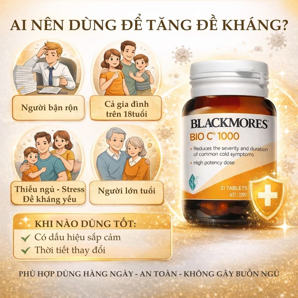 Blackmores Bio C 1000mg 31 Viên - Vitamin C Tăng Đề Kháng Chống Oxy Hóa, Hỗ Trợ Sức Khỏe Tổng Thể, Viên Uống Bổ Sung Vitamin C