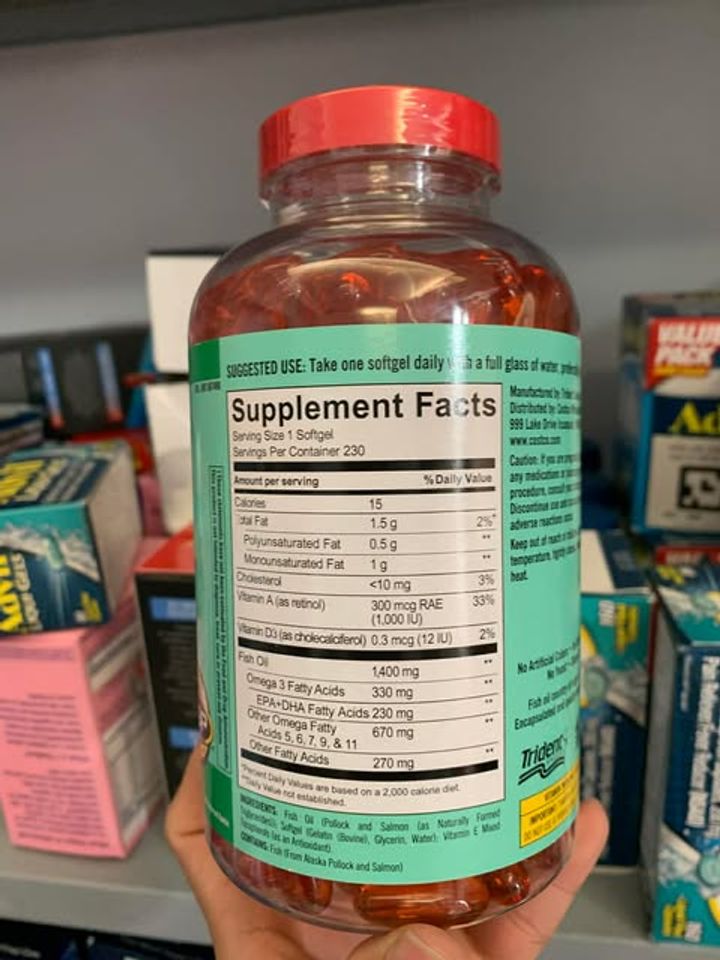 Dầu Cá Alaska Kirkland Signature 1400mg - 230 Viên Omega-3 Tự Nhiên Hỗ Trợ Tim Mạch và Sức Khỏe Xương
