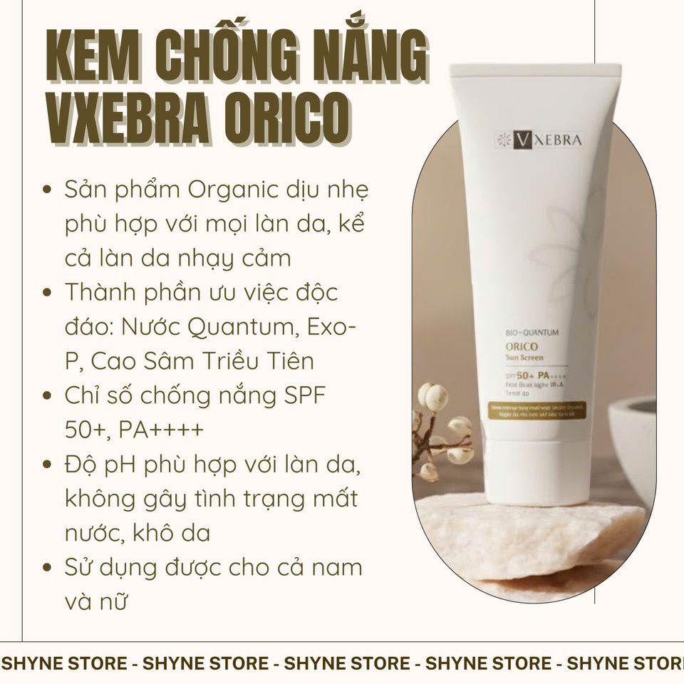 Kem Chống Nắng Orico Sun Screen Vxebra 100% Thiên Nhiên - Chỉ Số PA++++ và SPF 50+ Bảo Vệ Da Toàn Diện khỏi Tia UV