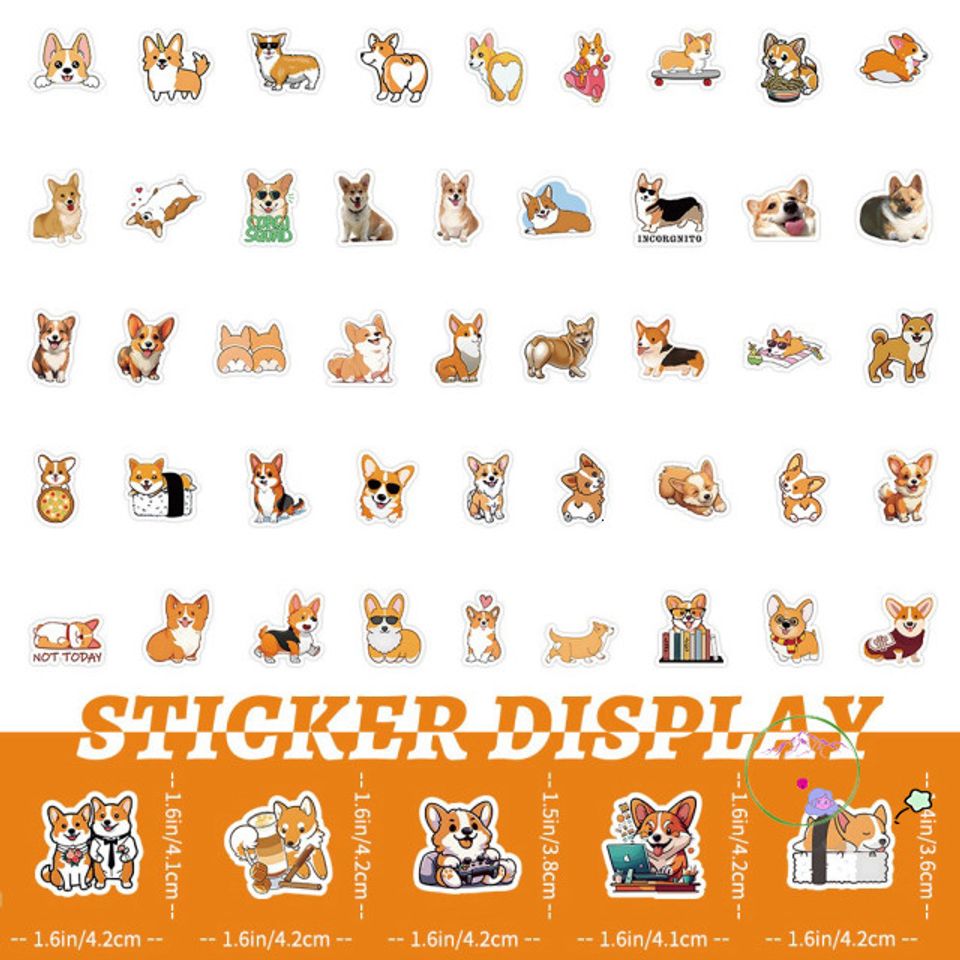 Bộ sticker dễ thương CHÓ CORGI MÔNG BỰ - Chống nước, đa dạng 5/20/40 ...