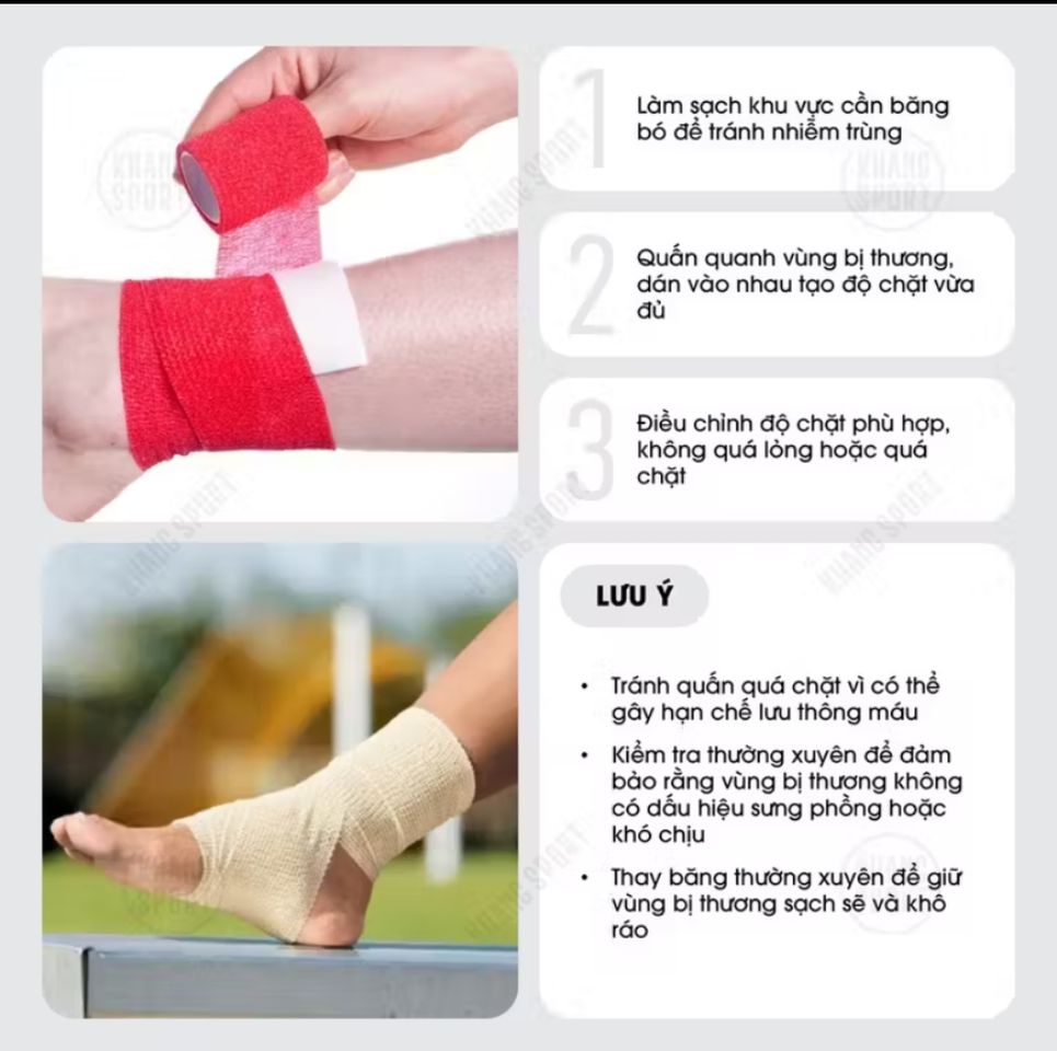 Băng Dán Quấn Cơ Thể Thao Cao Su Non - Chống Chấn Thương, Giúp Bảo Vệ Khớp, Đa Năng, Tái Sử Dụng, Tiện Lợi, Nhiều Màu Sắc