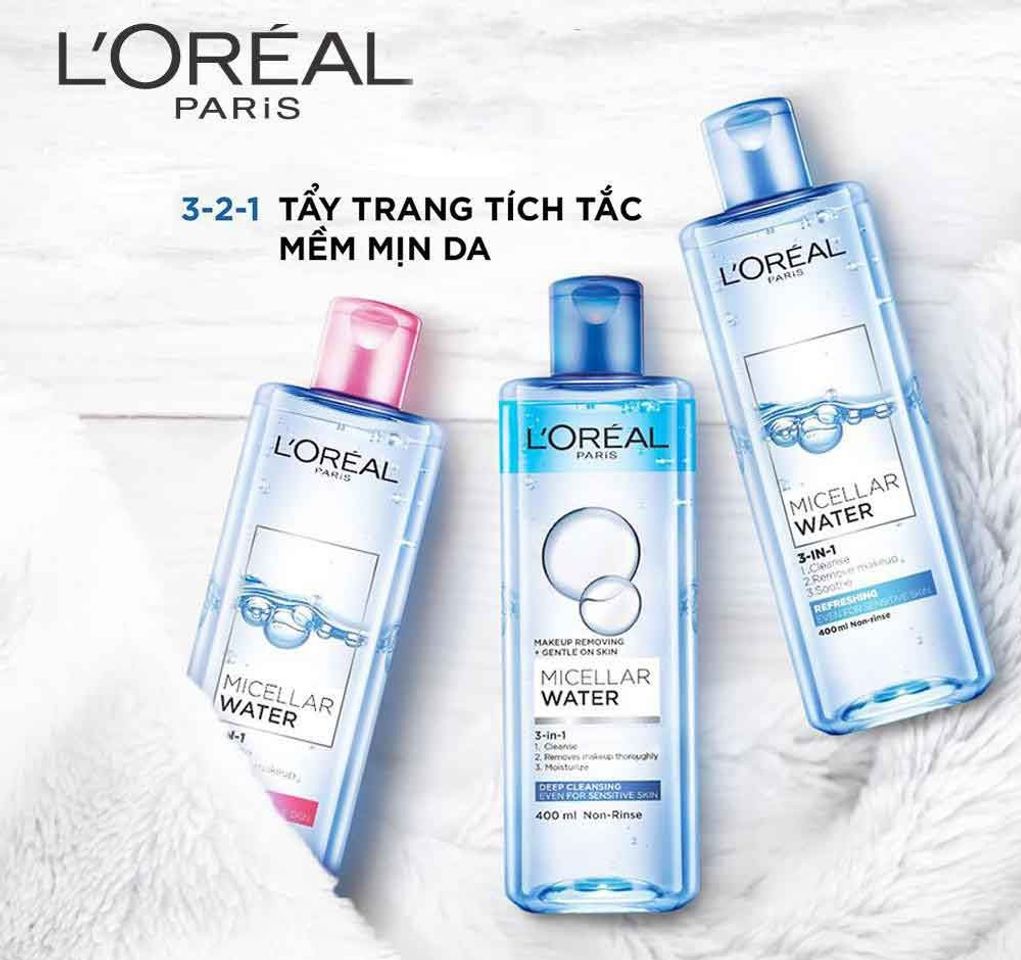 Nước tẩy trang L'Oreal Paris Micellar Water 3-in-1 400ml - Làm sạch sâu, dưỡng ẩm cho mọi loại da, không cồn, không paraben