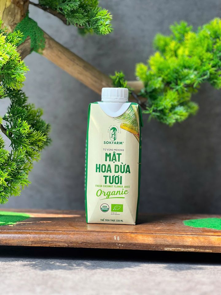 Mật Hoa Dừa Tươi Organic Sokfarm 330ml - Thức Uống Giải Khát Tự Nhiên, Ngọt Mát Hữu Cơ, Không Chất Bảo Quản